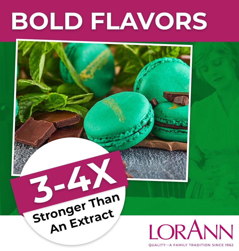 LorAnn Oils Super Strength Flavoring - Used For Candy Making, Flavoring, Baking, Hard Candy, & Flavor Oils - Bold, Natural Flavors 4X Stronger Than Extracts - Mint Chocolate Chip, 2 Pack, 0.125 fl oz