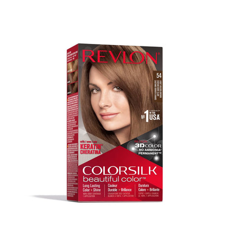 Revlon Permanent Hair Color, Permanent Hair Dye, Colorsilk with 100% Gray Coverage, Ammonia-Free, Keratin and Amino Acids, 54 Light Golden Brown, 4.4 Oz (Pack of 1)