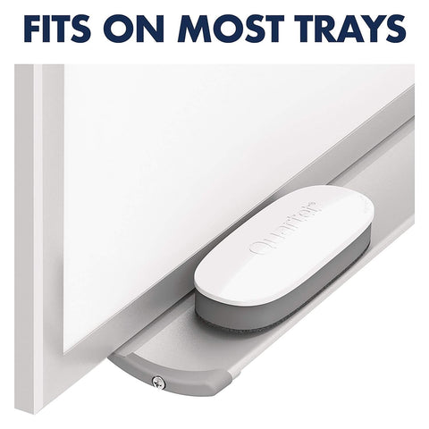Quartet White Board Dry Erase Board Eraser, 5" x 2", Max Clean for Dry Erase Markers, Includes Magnetic Caddy Holder, Home School Supplies & Home Office Accessories, White/Gray (DFEB4)
