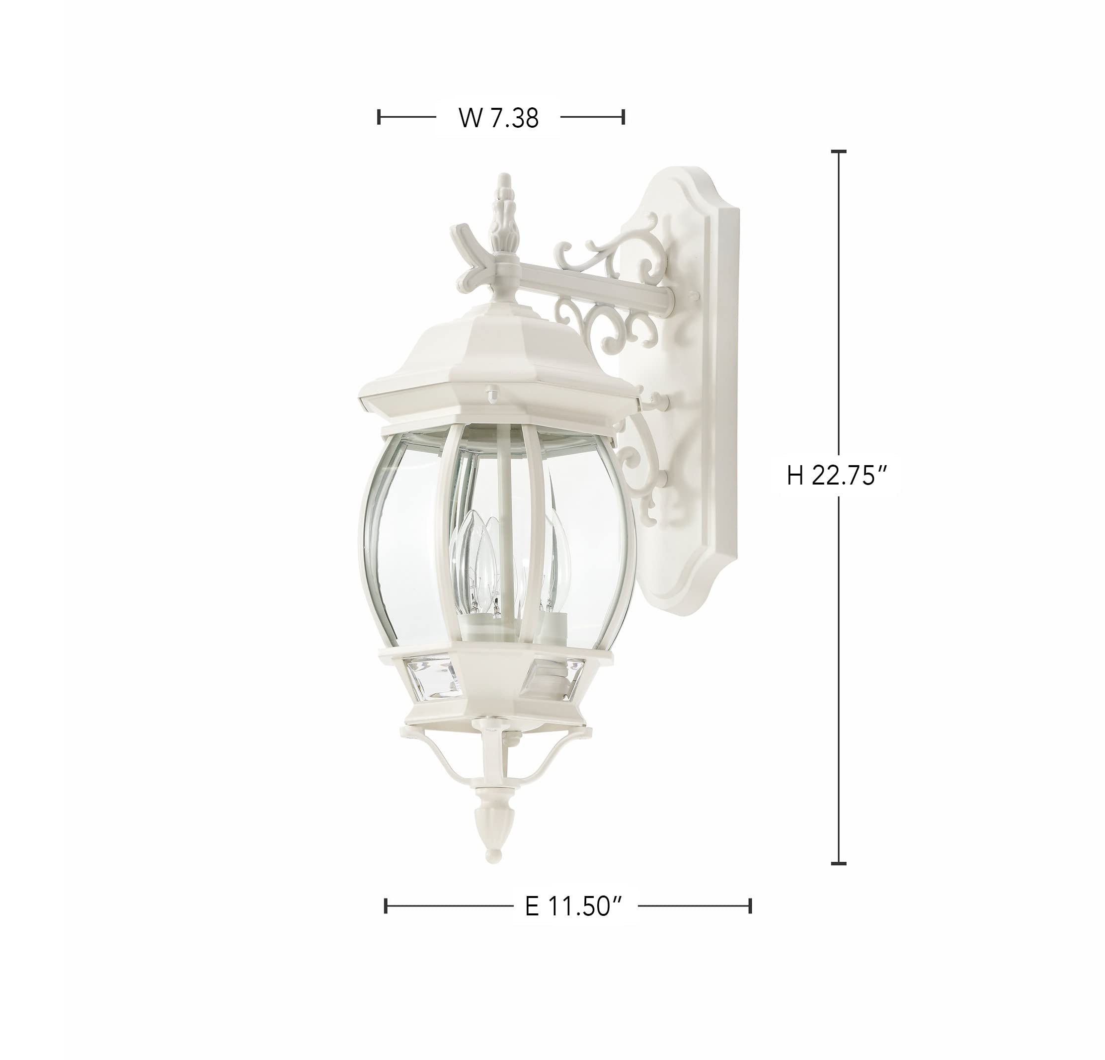 Nuvo Lighting 60/891 Traditional Three Light Outdoor Wall Mount from Central Park Collection in White Finish