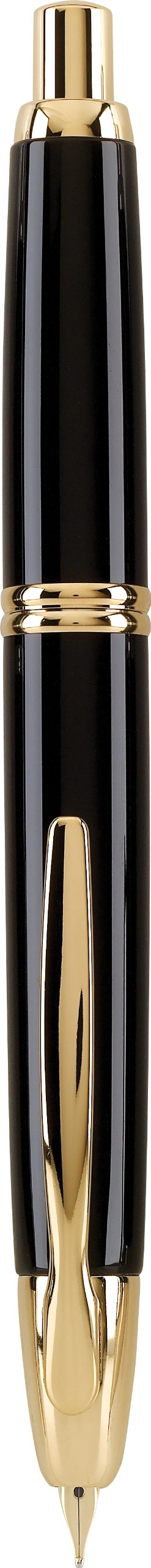 PILOT Vanishing Point Collection Refillable & Retractable Fountain Pen, Black Barrel with Gold Accents, Blue Ink, Broad Nib (60365)