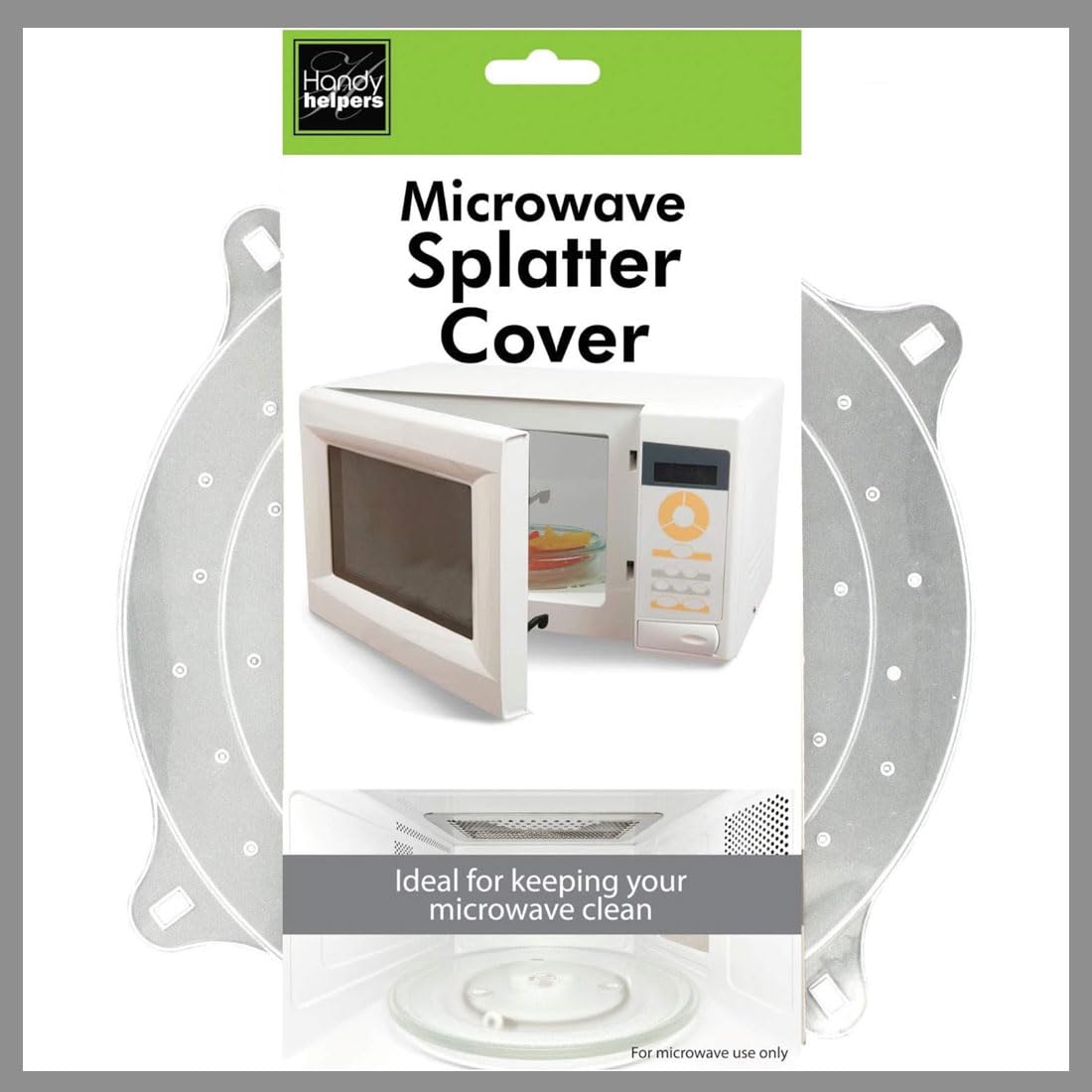 Handy Helpers Kitchen Essentials Microwave Splatter Cover, 10" x 12", Silver