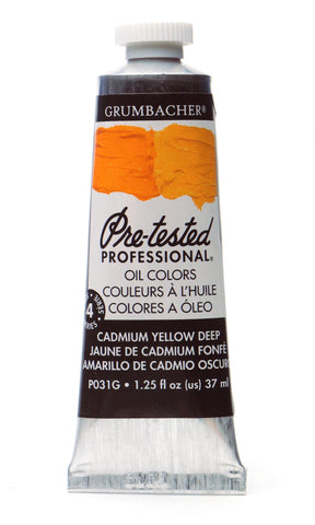 Grumbacher Pre-Tested Oil Paint, 37ml/1.25 Ounce, Cadmium Yellow Deep (P031G)