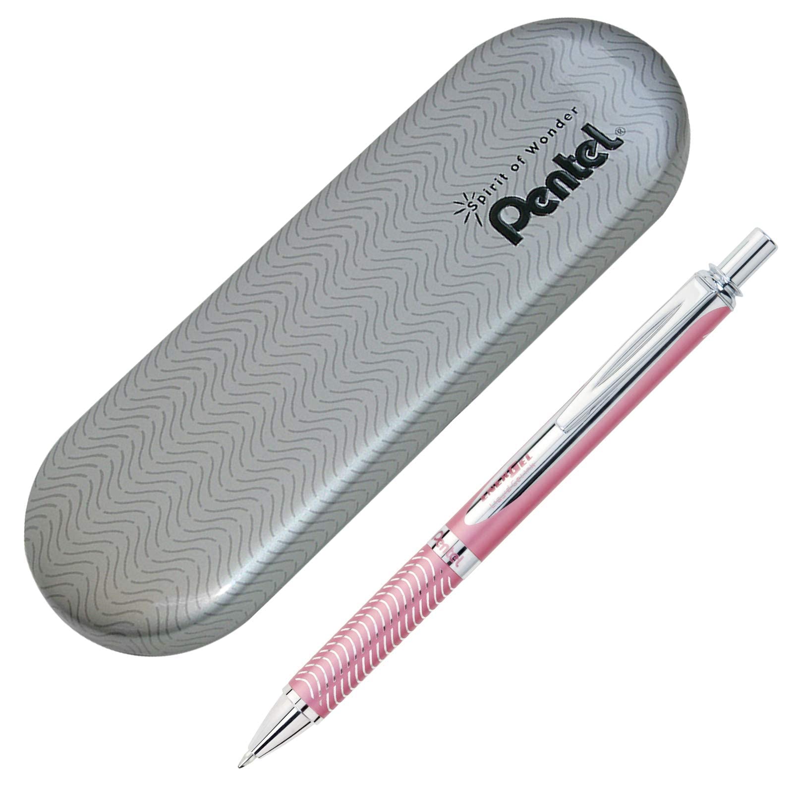 Pentel EnerGel Alloy RT Premium Liquid Gel Pen, (0.7mm), Medium Line, Pink Barrel, Black Ink (BL407P-A)