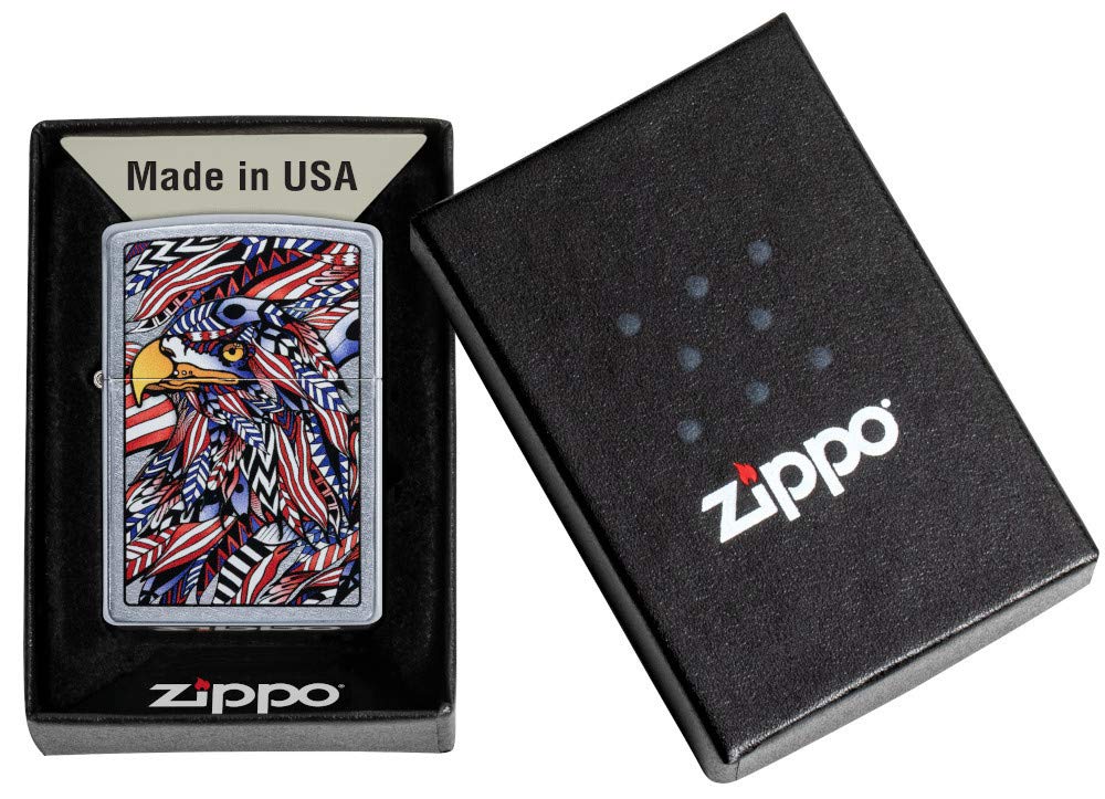 Zippo American Eagle Design Street Chrome Pocket Lighter