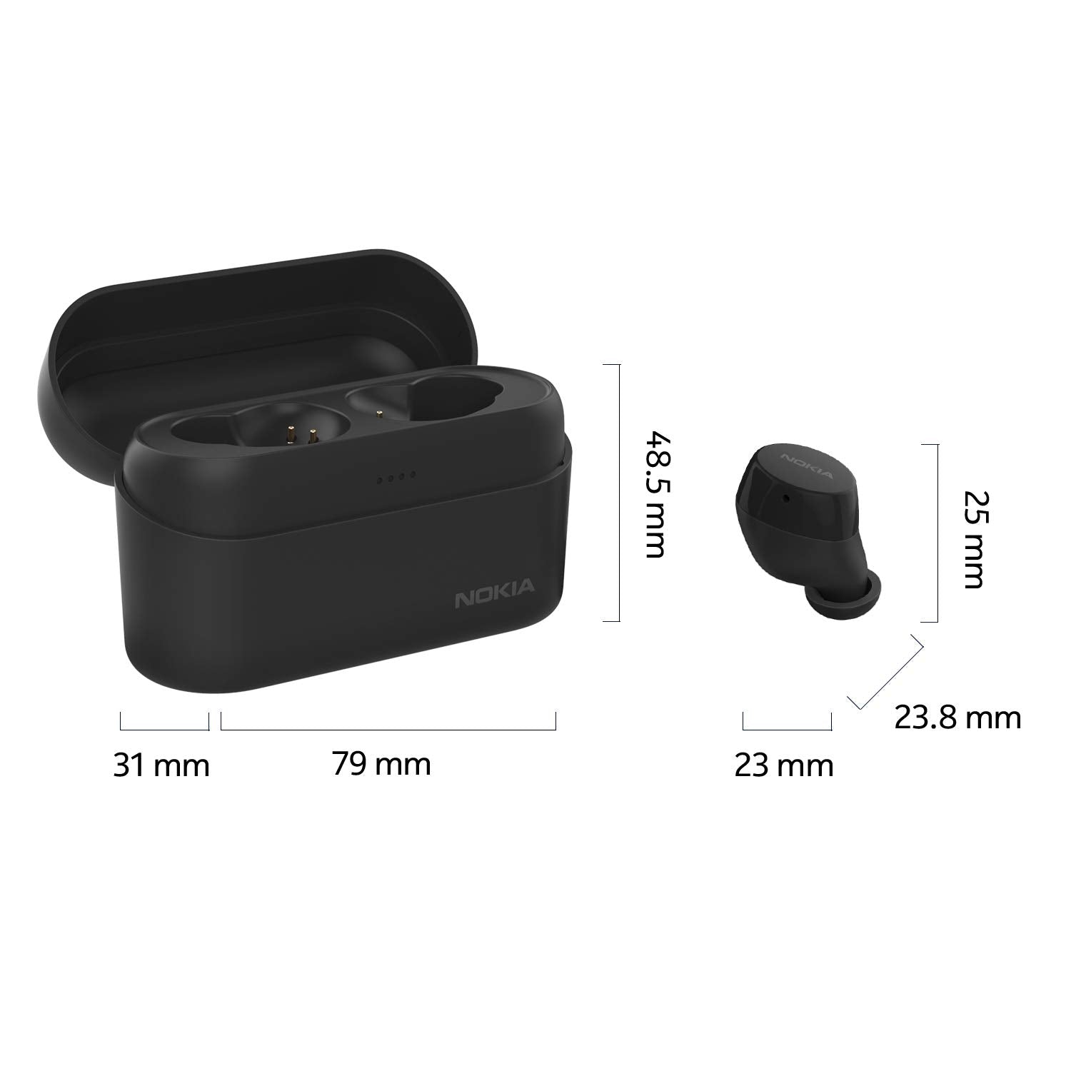 Nokia Power Earbuds | True Wireless with Charging Case | Up to 150 Hours of Play | Waterproof | Universal Bluetooth 5.0 Compatibility with Built-in Mic | Crystal-Clear Sound with Enhanced Bass,Gray