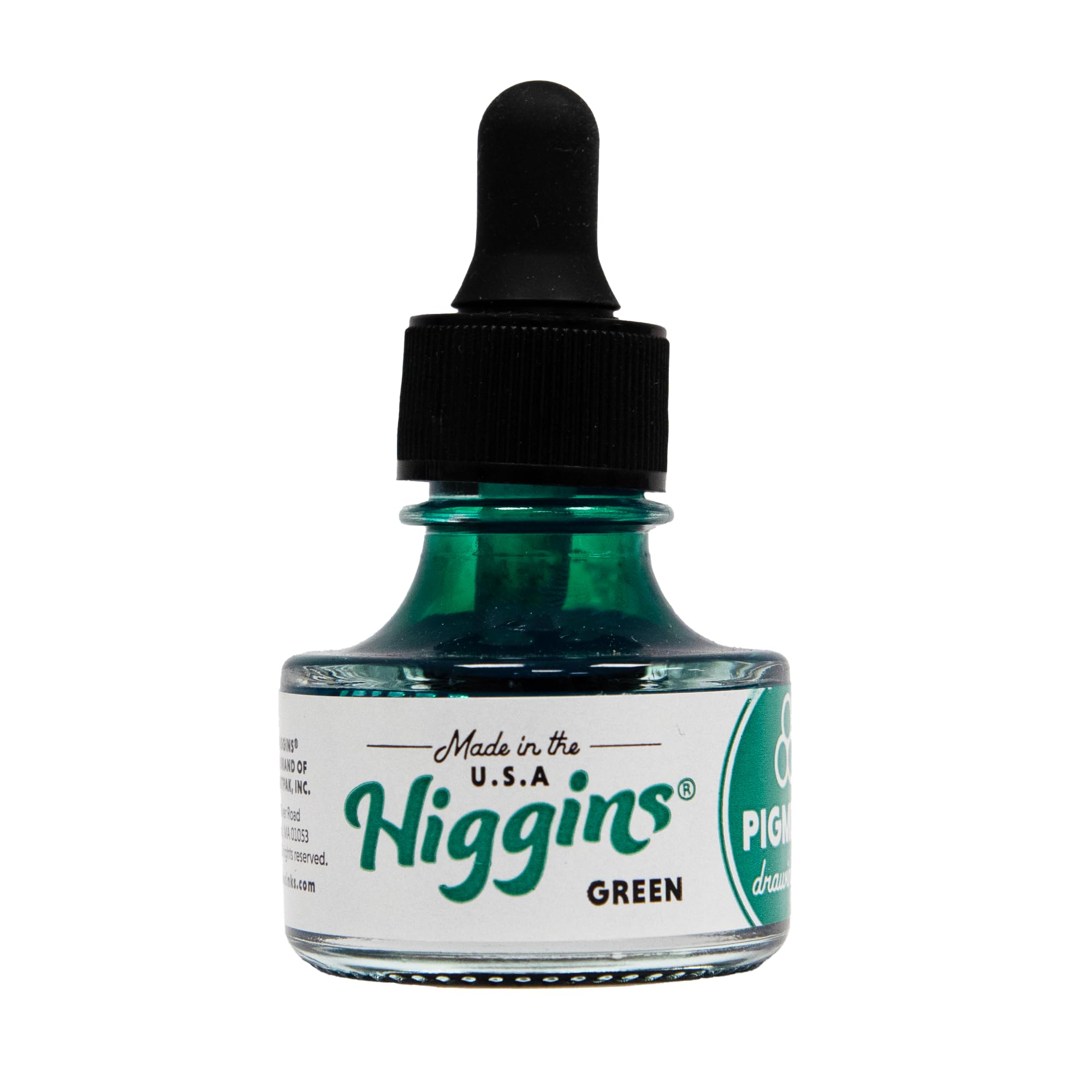 Higgins Green Pigmented Drawing Ink - for Artists and Students - 1 oz. Glass Bottle (HIG44695)