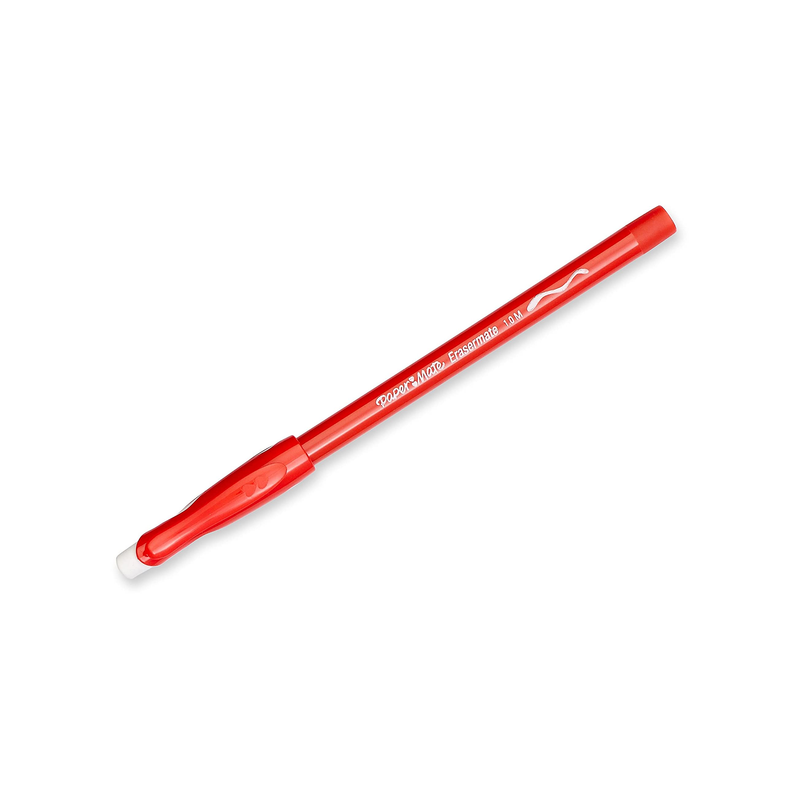 Paper Mate Erasermate Stick Medium Tip Ballpoint Pens, 5 Red Ink Pens