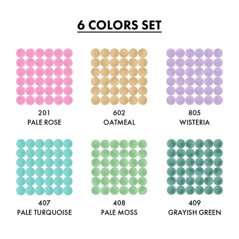 Kuretake CLEAN COLOR DOT Single Mild Smoky 6 colors set, Flexible dot tip marker, for Journals, Crafts, Illustration, Lettering, Planners, for Adult, Kids, Made in Japan