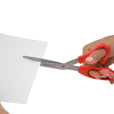 Westcott All Purpose Bent Scissor 8" Red (10703), Single