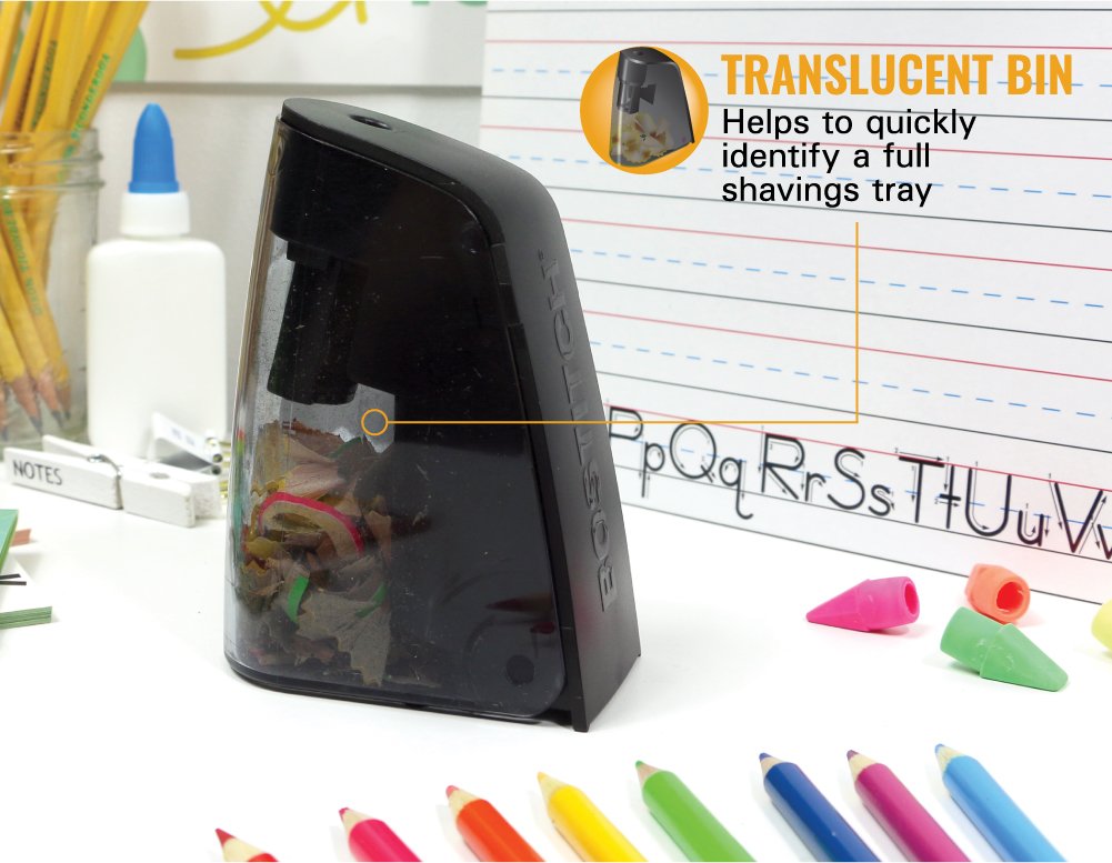 Bostitch Office Battery Pencil Sharpener, Hinged Tray, Colored Pencil Compatible, Blue (BPS2-BLUE) (BPS2-BLK)