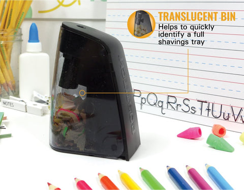 Bostitch Office Battery Pencil Sharpener, Hinged Tray, Colored Pencil Compatible, Blue (BPS2-BLUE) (BPS2-BLK)