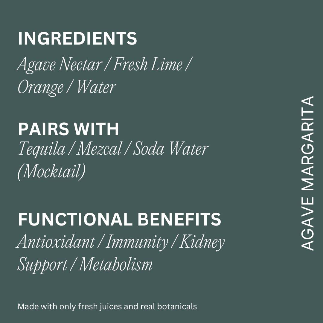 Withco Agave Margarita Cocktail Mixer Makes 10 Drinks with Fresh Lime, Orange - Just add Tequila or Mezcal or drink as a mocktail with soda water