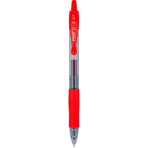 Pilot G2 Premium Gel Roller Pens, Fine Point 0.7 mm, Red Pens, Pack of 12 - Ideal for School, Journaling & Office Writing