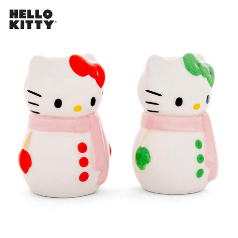 Silver Buffalo Sanrio Hello Kitty Snowman Ceramic Salt and Pepper Shaker Set, 5” x 2” x 3.5”