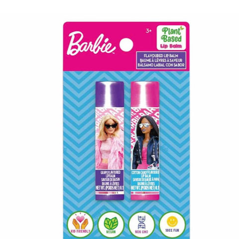 Barbie 2 Lip Balm with Flavors Include Blue Blueberry and Pink Cotton Candy - Lip Balm on Card - 2 Shimmery Lip Balms