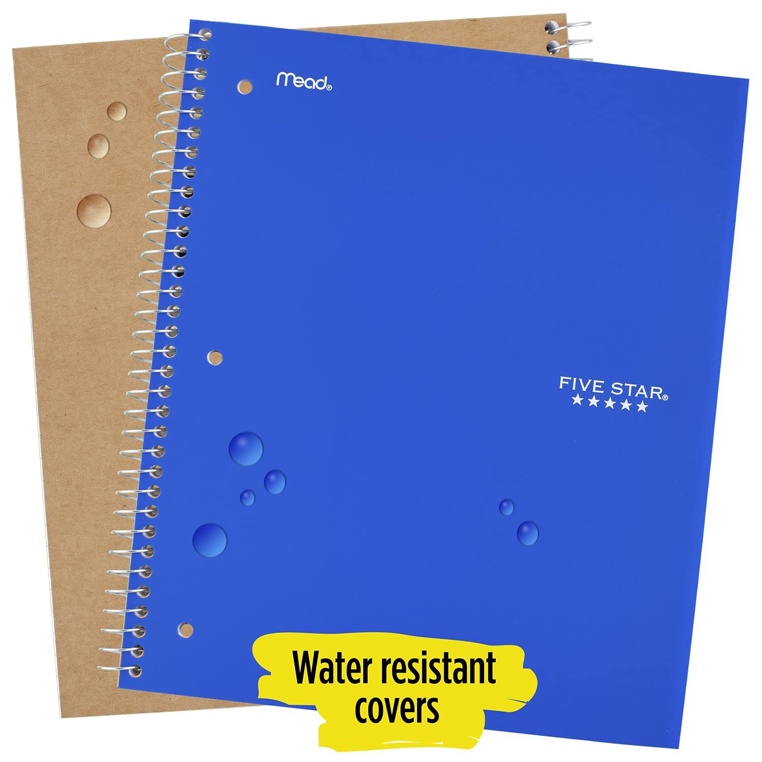 Five Star Spiral Notebook, 5-Subject, Wide Ruled Paper, 10-1/2" x 8", 200 Sheets, Tidewater Blue (930012CG1)