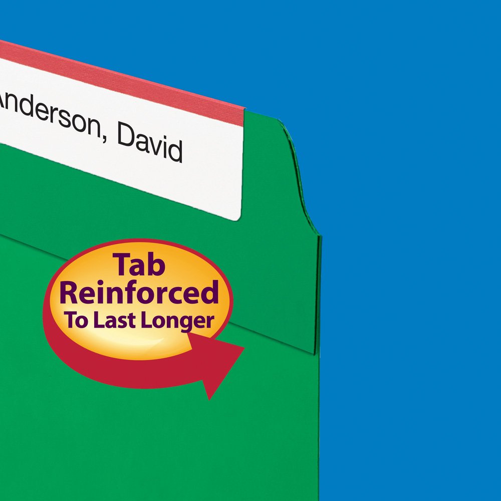 Smead 100% Recycled Fastener File Folder, 2 Fasteners, Reinforced 1/3-Cut Tab, Letter Size, Green, 50 per Box (12141)