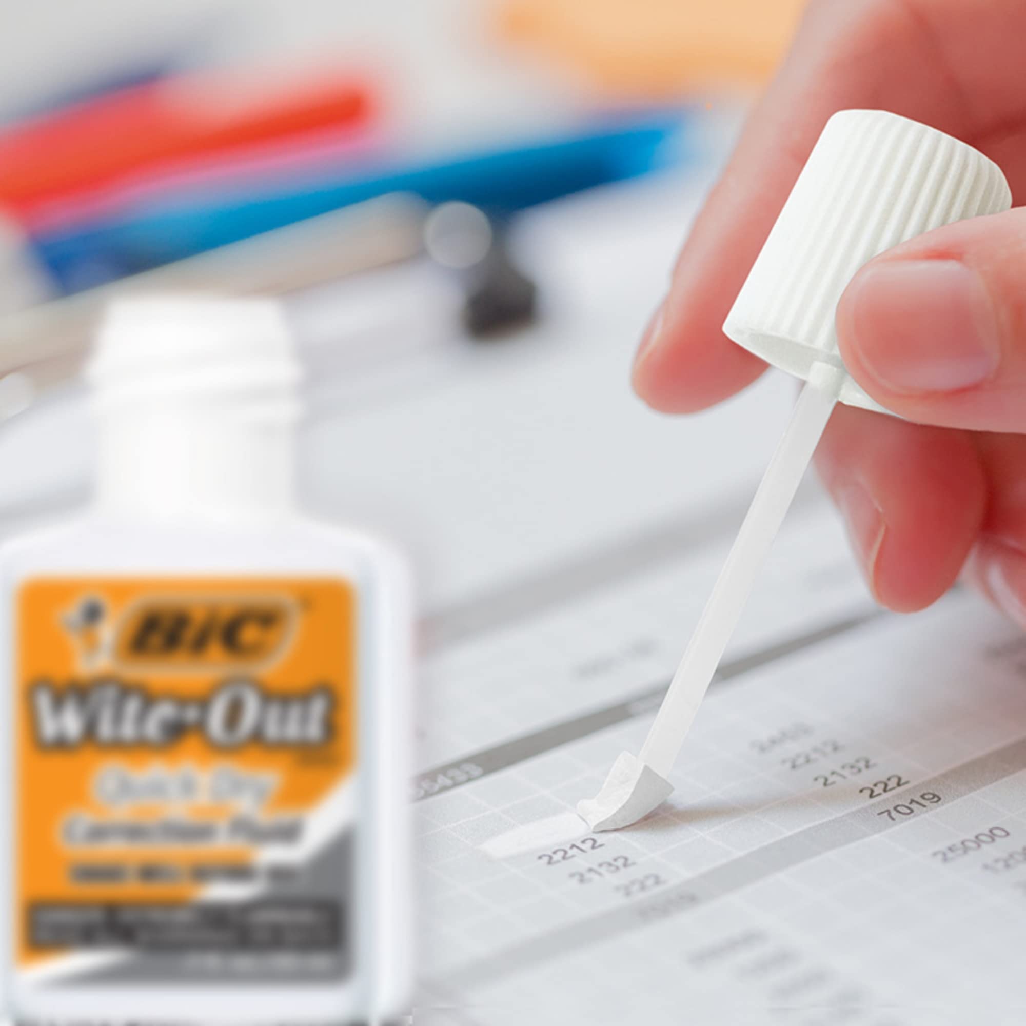 BIC® Wite-Out® Quick Dry Correction Fluid with Foam Applicator, White, Pack of 3