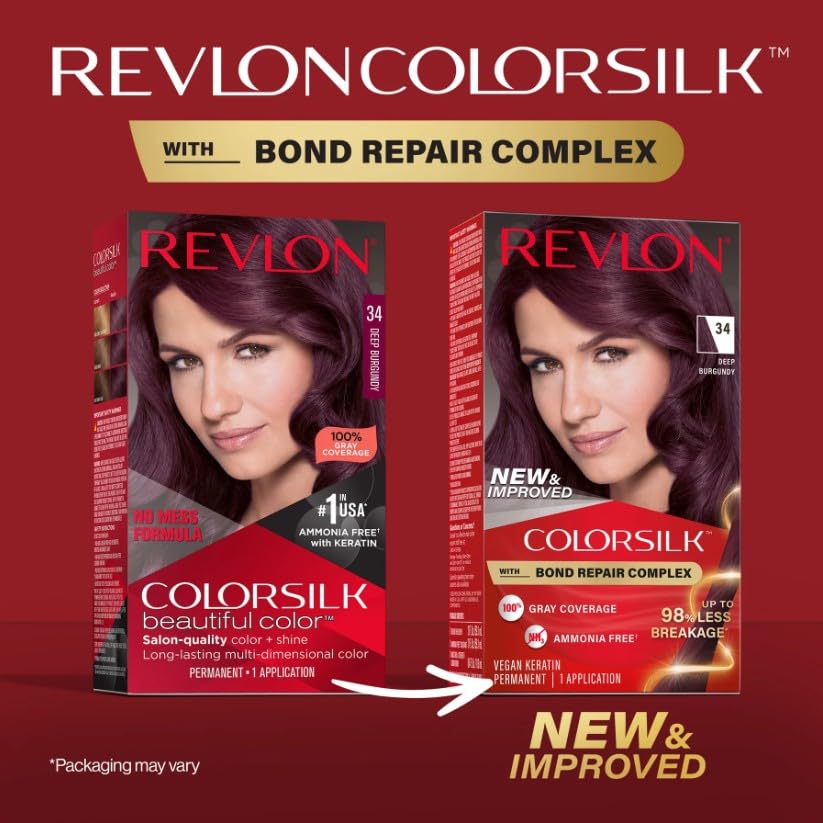 Revlon ColorSilk Hair Color 34 Deep Burgundy 1 Each (Pack of 6)