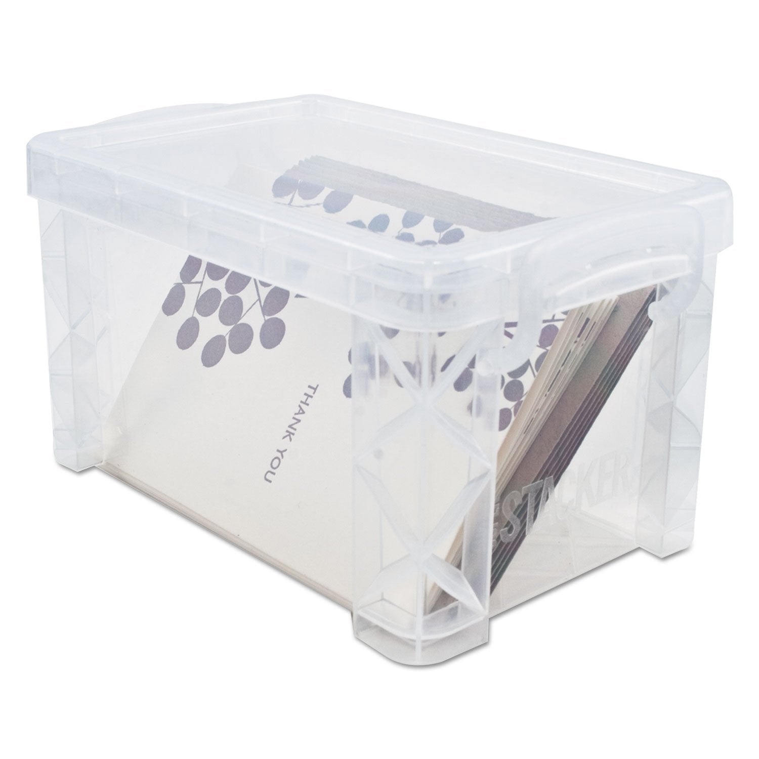 Advantus 40305 Super Stacker Storage Boxes, Hold 500 4 x 6 Cards, Plastic, Clear