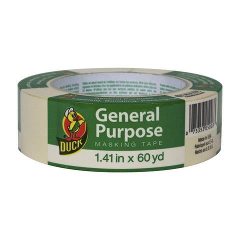 Duck Brand 394697 General Purpose Masking Tape, 1.41-Inch by 60-Yard, Single Roll, Beige