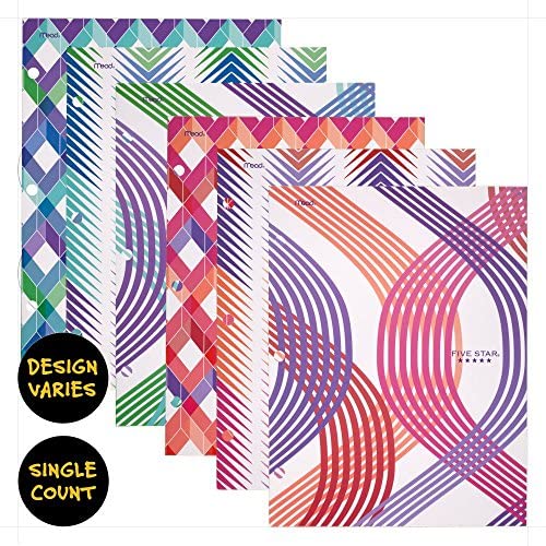 Five Star 4-Pocket Folder, 9-3/8" x 12" x 1/8", Design Selected for You, 1 Count (33222)