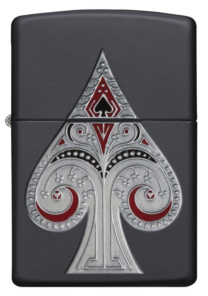 Zippo Spade Pocket Lighter with Emblem, Matte Black