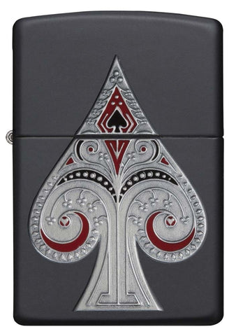 Zippo Spade Pocket Lighter with Emblem, Matte Black