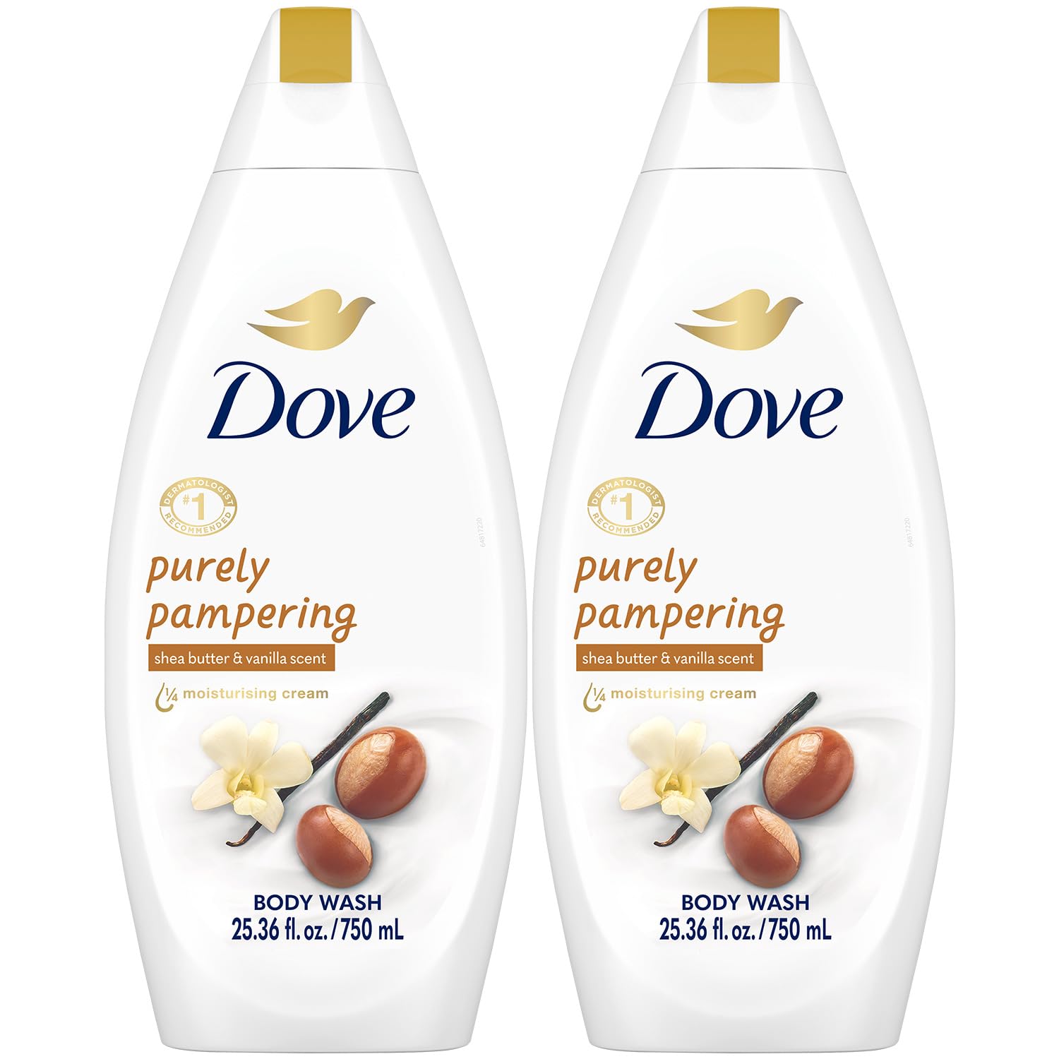 Dove Body Wash 2-Pack – Purely Pampering, Shea Butter & Warm Vanilla for Softer, Smoother Skin, 25.4 Oz Ea