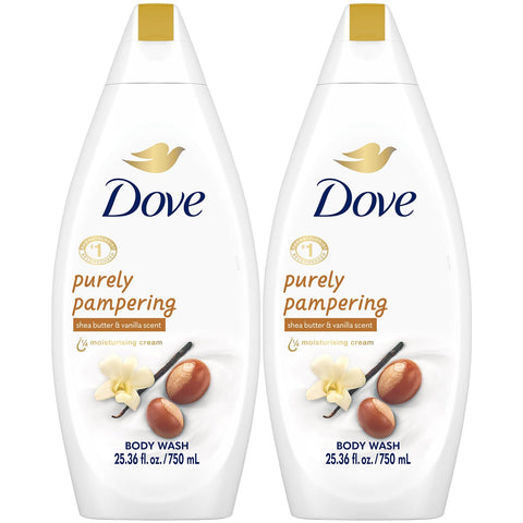 Dove Body Wash 2-Pack – Purely Pampering, Shea Butter & Warm Vanilla for Softer, Smoother Skin, 25.4 Oz Ea