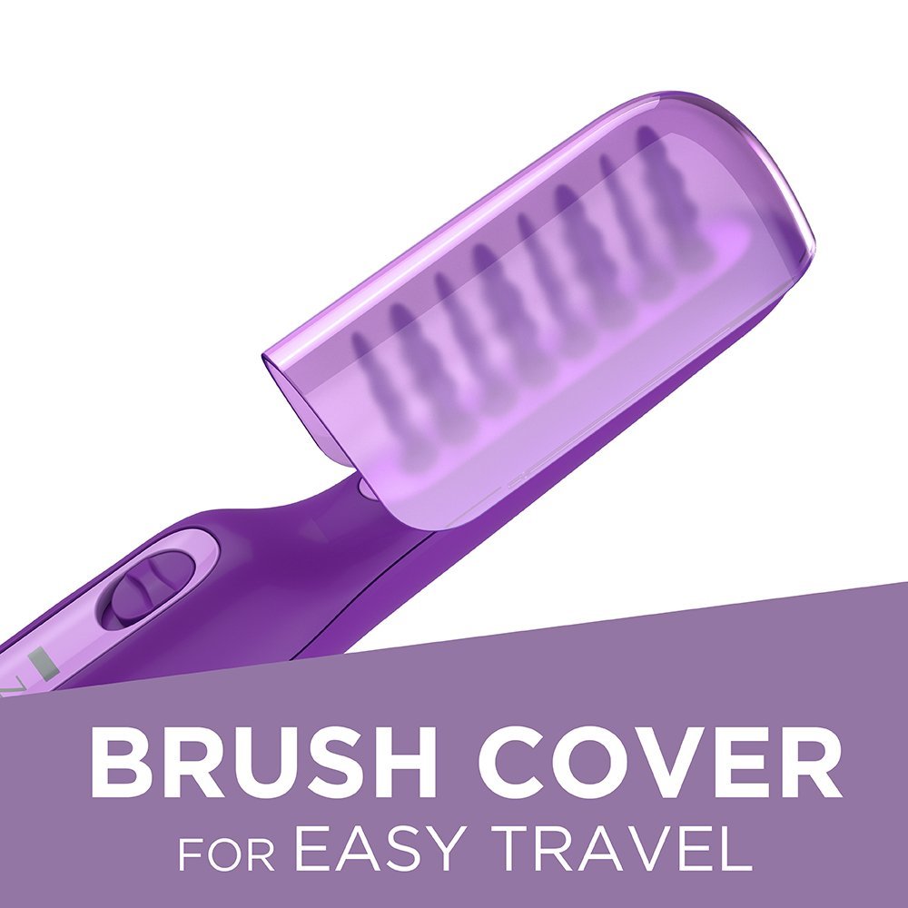 Remington Tame the Mane Thick and Curly Hair Detangling Brush for Kids and Adults, Wet or Dry Detangling, Brush Cover Included, Cordless; Battery Operated, Purple. (Batteries Included)