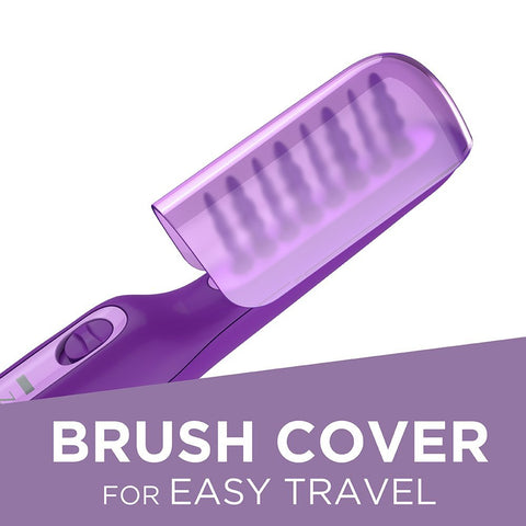Remington Tame the Mane Thick and Curly Hair Detangling Brush for Kids and Adults, Wet or Dry Detangling, Brush Cover Included, Cordless; Battery Operated, Purple. (Batteries Included)