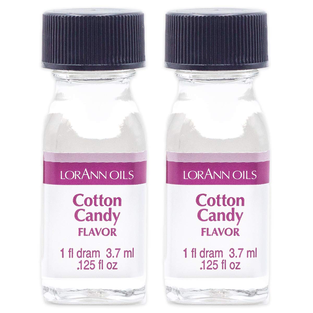 LorAnn Oils Super Strength Flavoring - Used For Candy Making, Flavoring, Baking, Hard Candy, & Flavor Oils - Bold, Natural Flavors 4X Stronger Than Extracts - Cotton Candy, Pack of 2, 0.125 fl oz