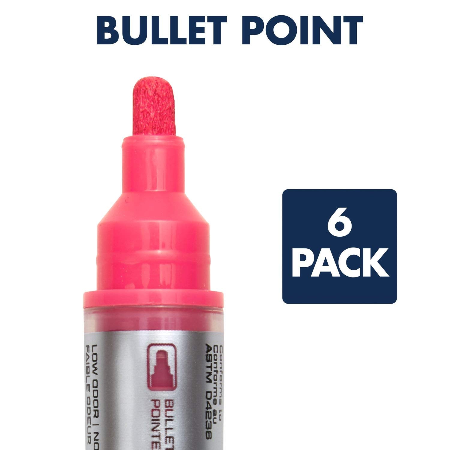 Quartet Dry Erase Markers, Glass Whiteboard Markers, Bullet Tip, Assorted Neon Colors, 6 Pack (79559Q)