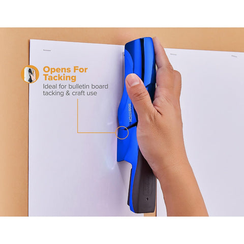 Bostitch Office Heavy Duty Stapler, 40 Sheet Capacity, No Jam, Half Strip, Fits into the Palm of Your Hand, For Classroom, Office or Desk, Metallic Blue