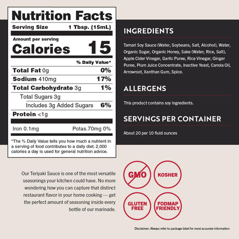 San-J - Gluten Free Teriyaki Sauce - Well-balanced Sauce for Cooking - Non-GMO - 10 oz. Bottle