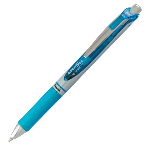 Pentel EnerGel Deluxe RTX Retractable Liquid Gel Pen, Medium Line, Metal Tip, Sky Blue Ink, 2 Pack (BL77BP2S)