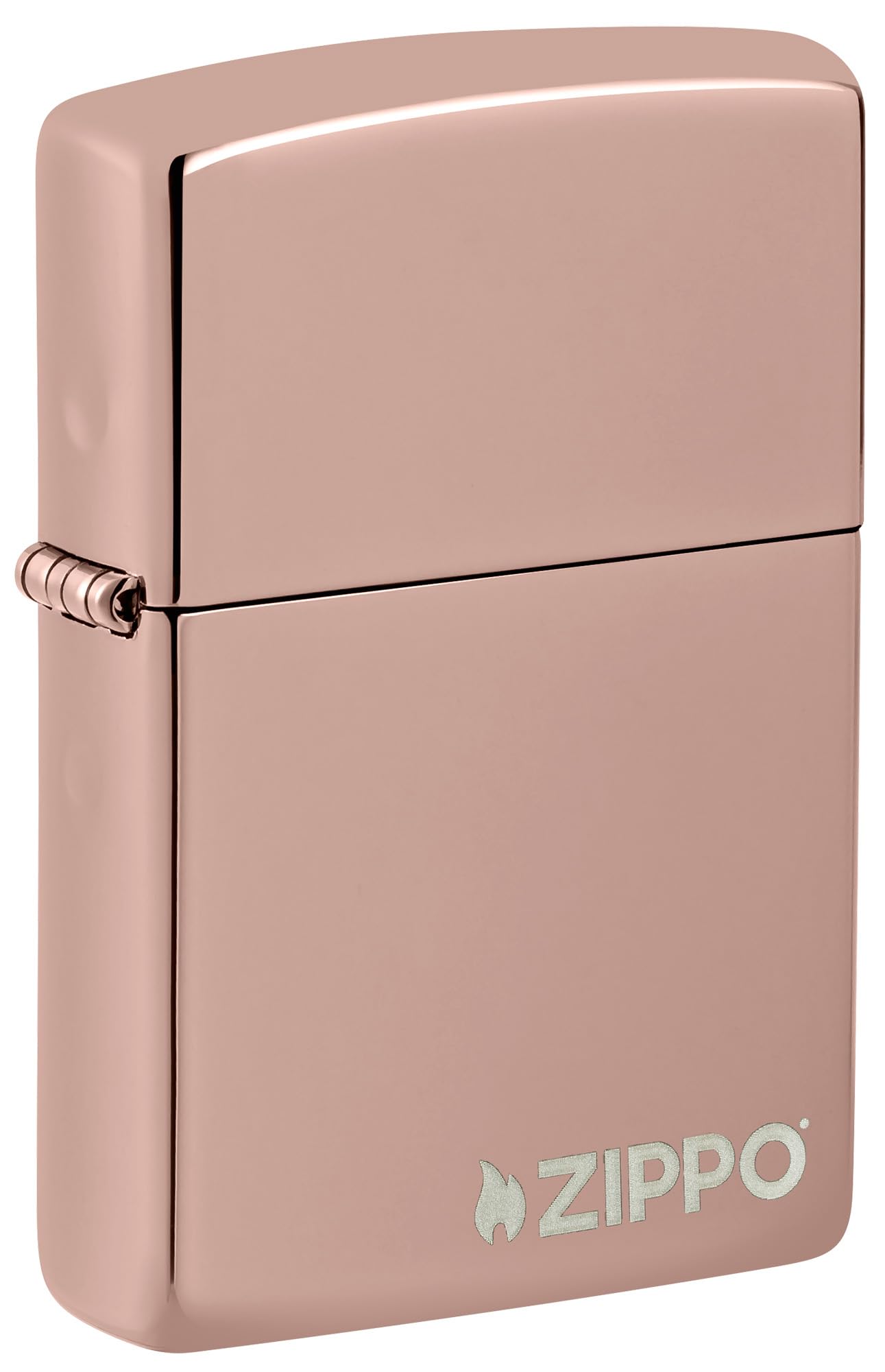 Zippo High Polish Rose Gold Logo Pocket Lighter