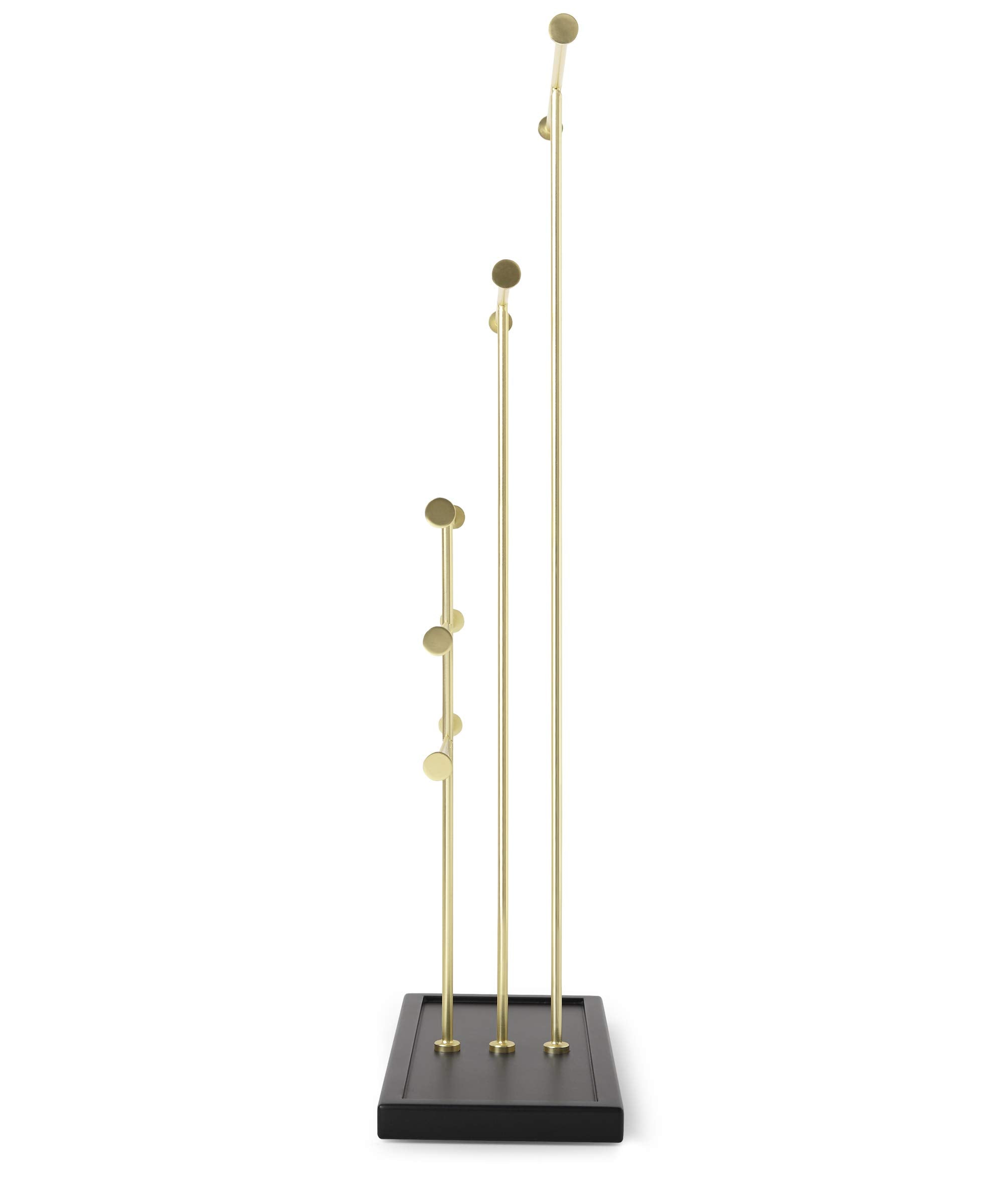 Umbra Trigem Tiered Tabletop Jewelry Organizer Freestanding Hanging Necklace, Earring and Bracelet Display, 5, Black/Brass