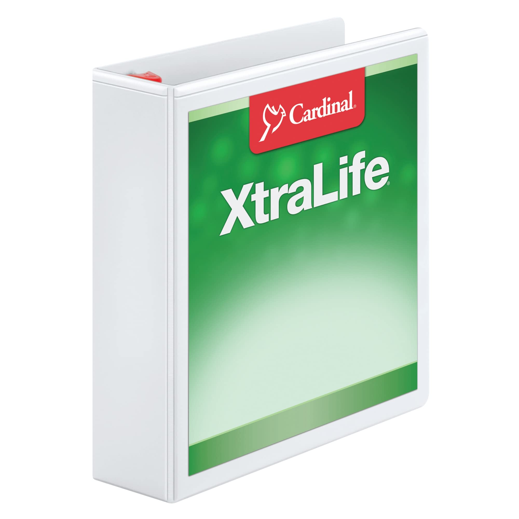 Cardinal 3 Ring Binder, 2 Inch Heavy Duty XtraLife Binder, Locking Slant-D Rings, Crack-Resistant Cover & Spine, ClearVue Covers, Holds 540 Sheets, PVC-Free, White (26320)