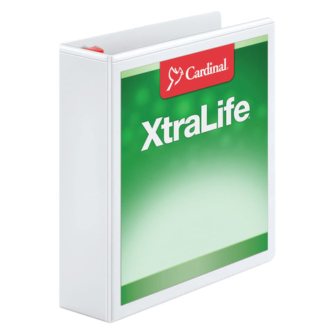 Cardinal 3 Ring Binder, 2 Inch Heavy Duty XtraLife Binder, Locking Slant-D Rings, Crack-Resistant Cover & Spine, ClearVue Covers, Holds 540 Sheets, PVC-Free, White (26320)