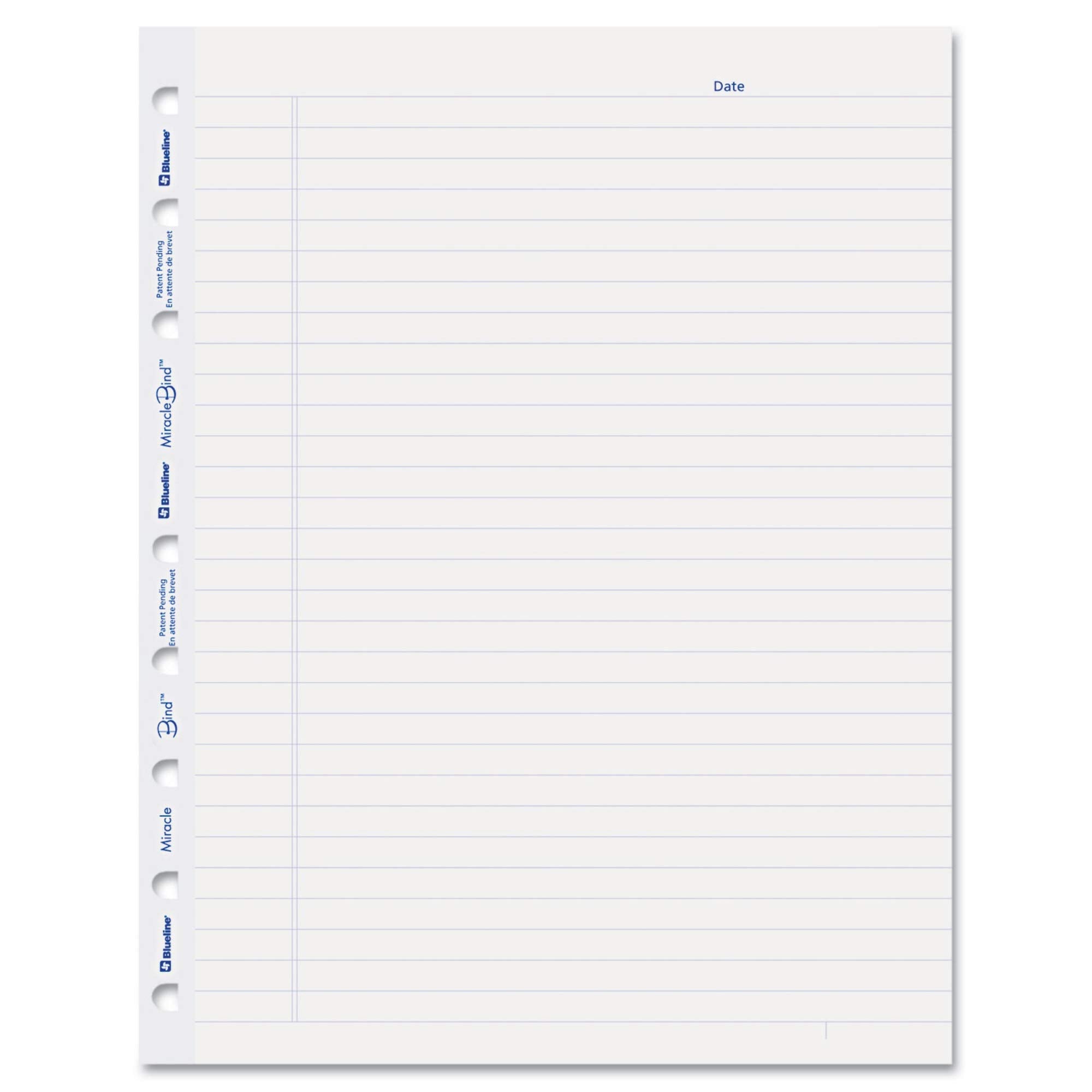 Blueline AFR9050R MiracleBind Ruled Paper Refill Sheets 9-1/4 x 7-1/4 White 50 Sheets/Pack