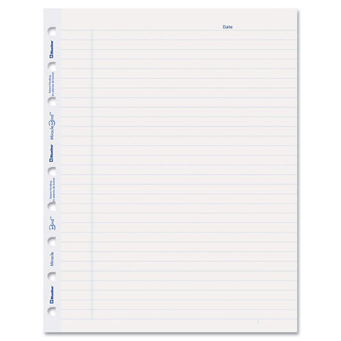 Blueline AFR9050R MiracleBind Ruled Paper Refill Sheets 9-1/4 x 7-1/4 White 50 Sheets/Pack