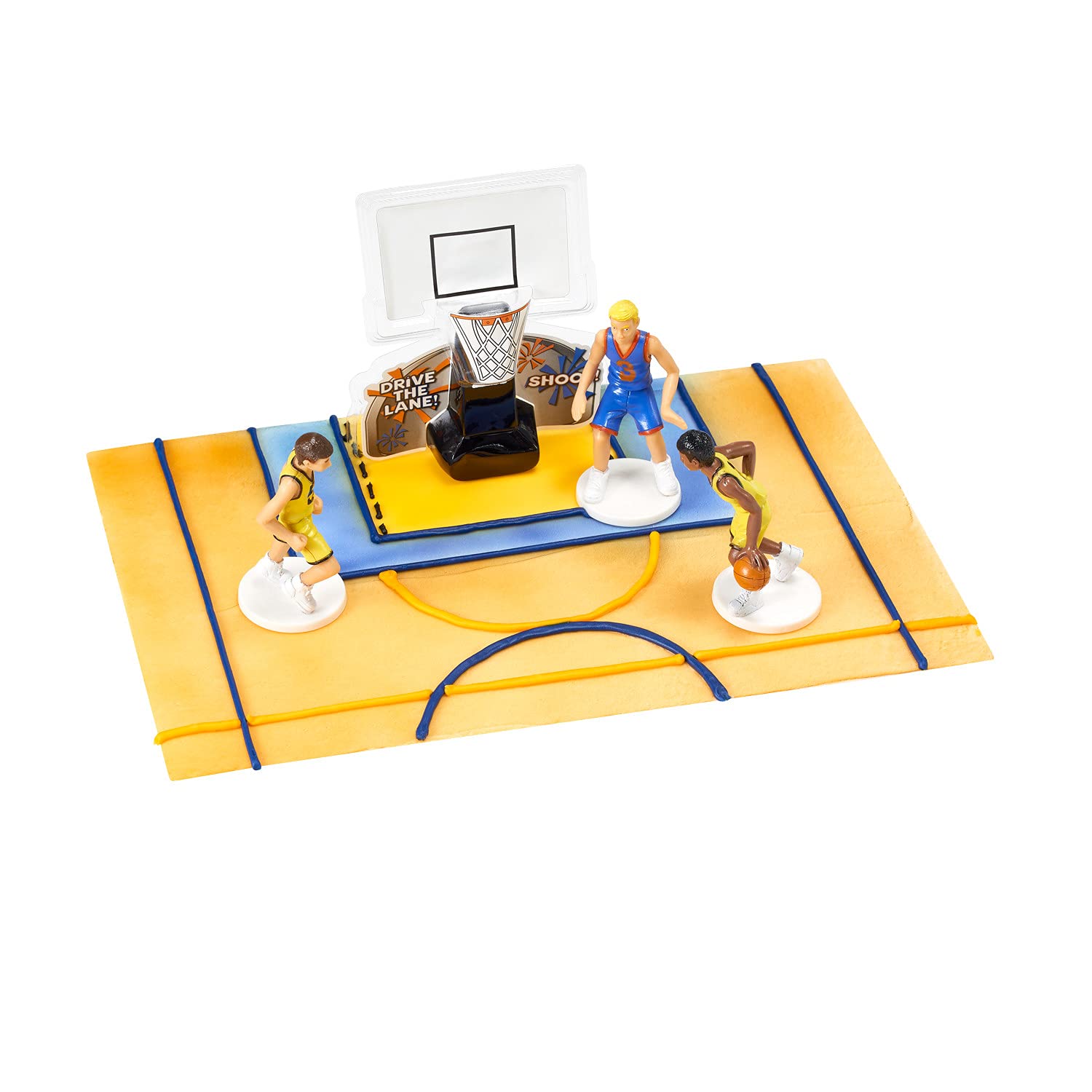 DecoSet® Basketball All Net Cake Topper, 5-Piece Cake Decoration Set, Birthday Decorations with 3 Figurines and Backboard, For All Size and Shape Celebration, Birthday or End of Season Cake