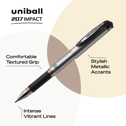 uniball 207 Impact Gel Pens, Bold Point (1.0mm), Red, 12 Pack