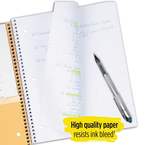 Five Star Spiral Notebook, 5 Subject, Wide Ruled Paper, 200 Sheets, 10-1/2" x 8", Lime (73204)