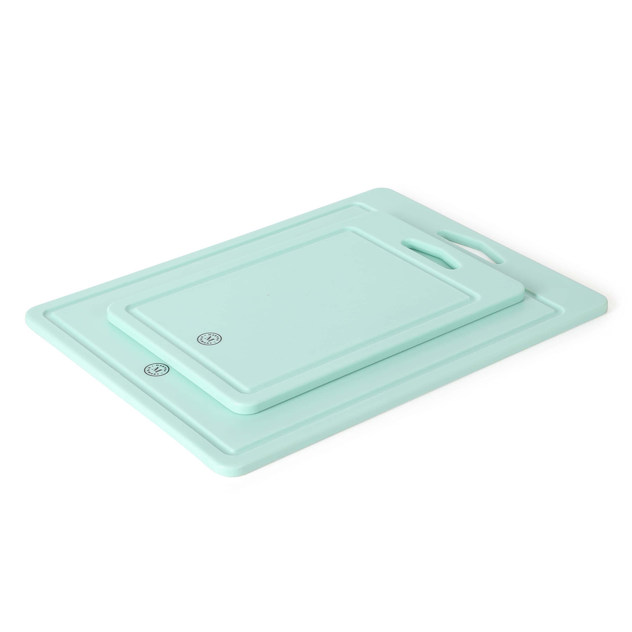 Martha Stewart BPA Free Plastic Cutting Board 2pc Set (16" x 12" and 12" x 8") - Martha Blue - Dishwasher Safe