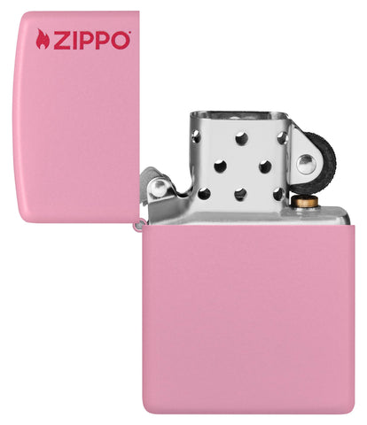 Zippo Pink Matte Logo Pocket Lighter