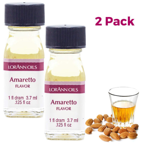 LorAnn Oils Super Strength Flavoring - Used For Candy Making, Flavoring, Baking, Hard Candy, & Flavor Oils - Bold, Natural Flavors 4X Stronger Than Extracts - Amaretto, Pack of 2, 0.125 fl oz